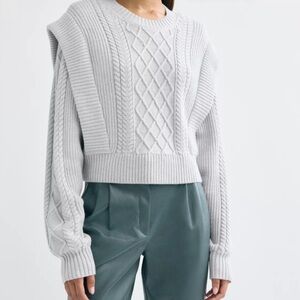 BABATON SEEK CABLE KNIT SWEATER WITH SHOULDER PADS SIZE XS